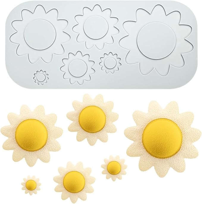 mostsom Sunflower Lace Silicone Mold for Epoxy Resin, Chocolate, Cake Decoration, Candles, Homemade Crafts Fondant Mould, Sugarcraft Pad, Crispy Chip Decor, Kitchen Tool (A_ Sunflower)