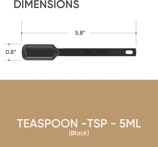 Color Up Premium 1 Teaspoon Measuring Spoon (5 ml) - Stainless Steel Black Finish, Accurate TSP for Wet & Dry Ingredients - One Single Tea Spoon
