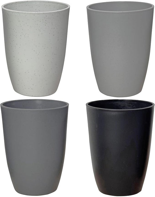 LuckyZone Wheat Straw Reusable Cup (12 oz) - Unbreakable Drinking Glasses Sets of 4 - Dishwasher Safe Tumbler - Lightweight, BPA Free and Eco friendly (4Pcs/Gray Series)