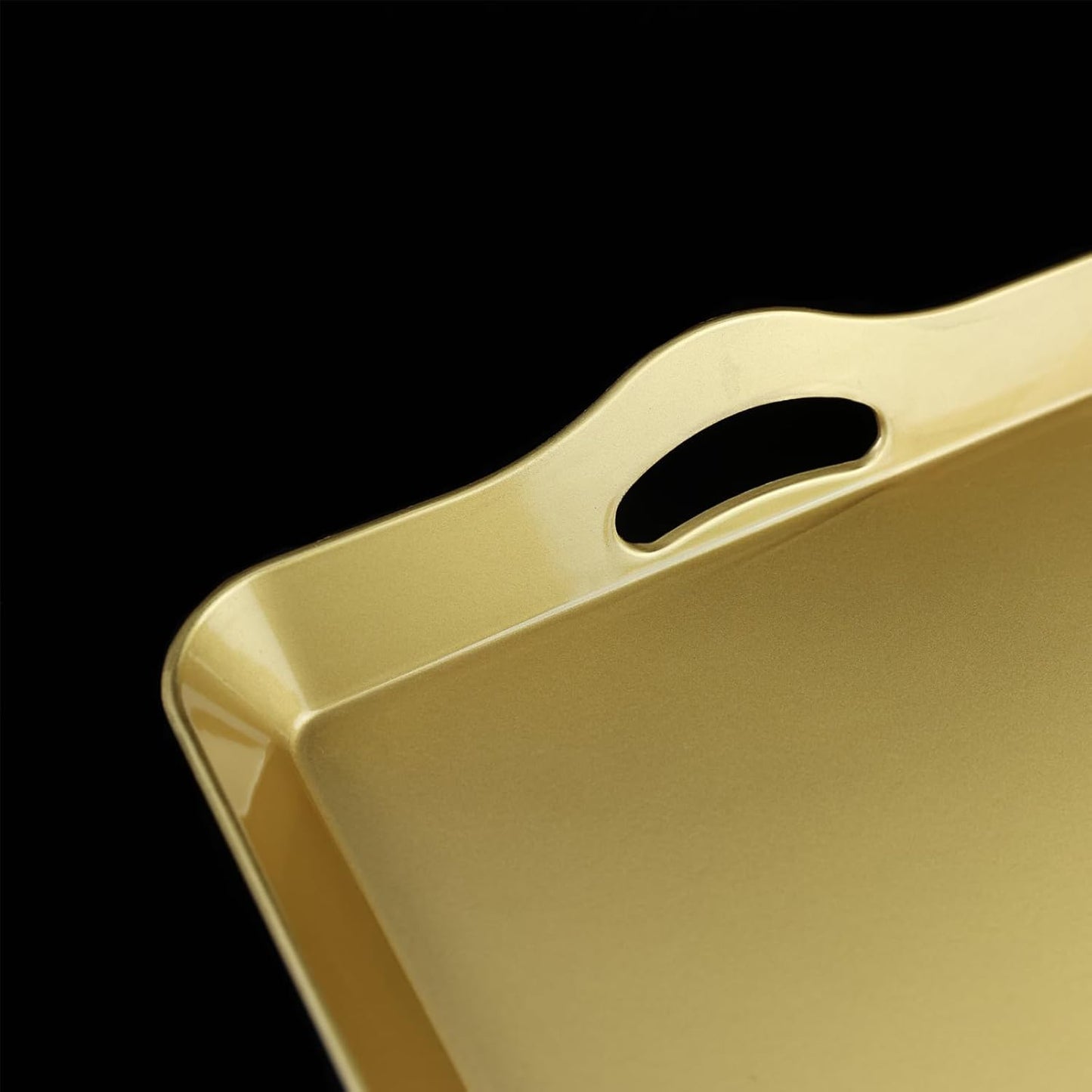 Gold Decorative Tray for Coffee Table with Handles, Plastic Rectangular Serving Tray for Living Room, Bathroom, Outdoors, 11.8"*17.3"