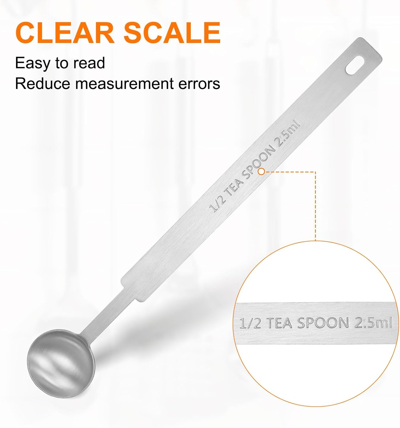 HARFINGTON 3pcs Single Measuring Spoon 1/2tsp (1/6tbsp, 2.5ml) Teaspoon/Tablespoon 430 Stainless Steel Single Tiny Square Bowl Measuring Spoon Long Handle Measure Scoop