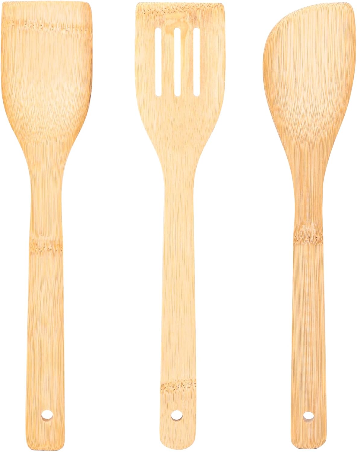 HANSGO Bamboo Wooden Spoons for Cooking, 6PCS Non-Stick Kitchen Utensils Set, Natural and Durable Wooden Spatula for Nonstick Cookware, Apartment Essentials