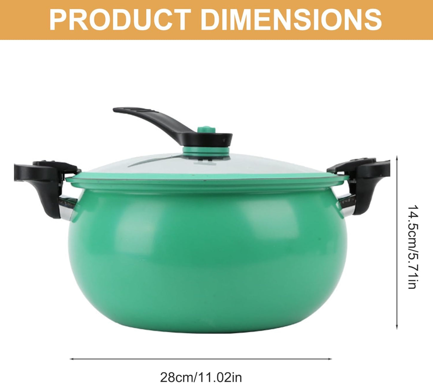Micro Pressure Pot, 11inch Fast Heating Mini Pressure Cooker with Lock Handle, Non-stick Micro Stockpot for Gas, Induction (Green)