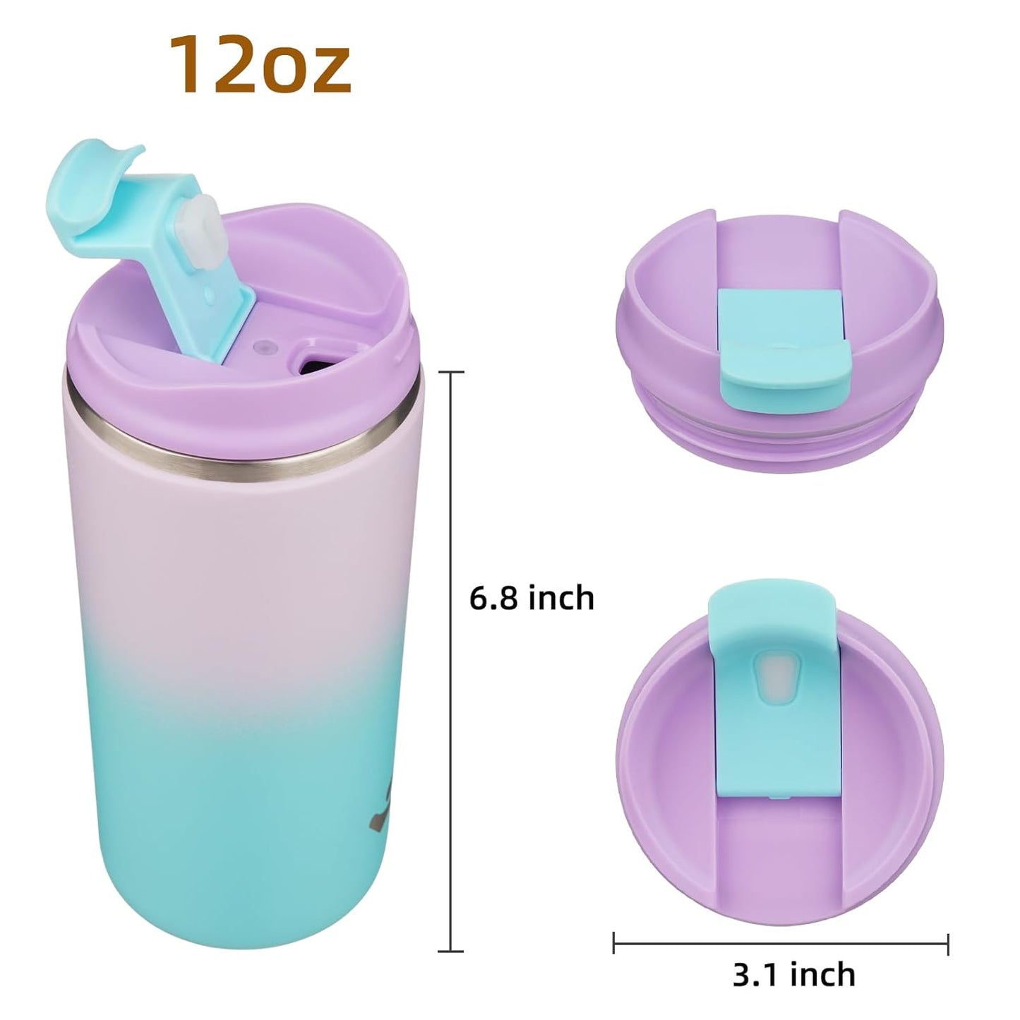 Tumbler with Lid, 12 oz Travel Coffee Mug Double Wall Vacuum Stainless Steel Thermal Metal Cup Insulated Water Bottle,Lavender Green