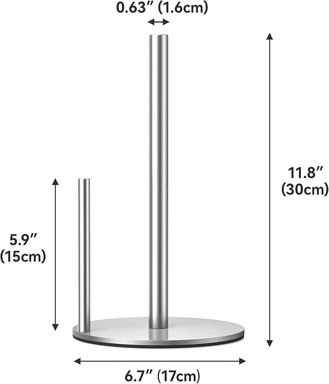 Paper Towel Holder Countertop, Stainless Steel, Silver, for Kitchen, Pantry, RV