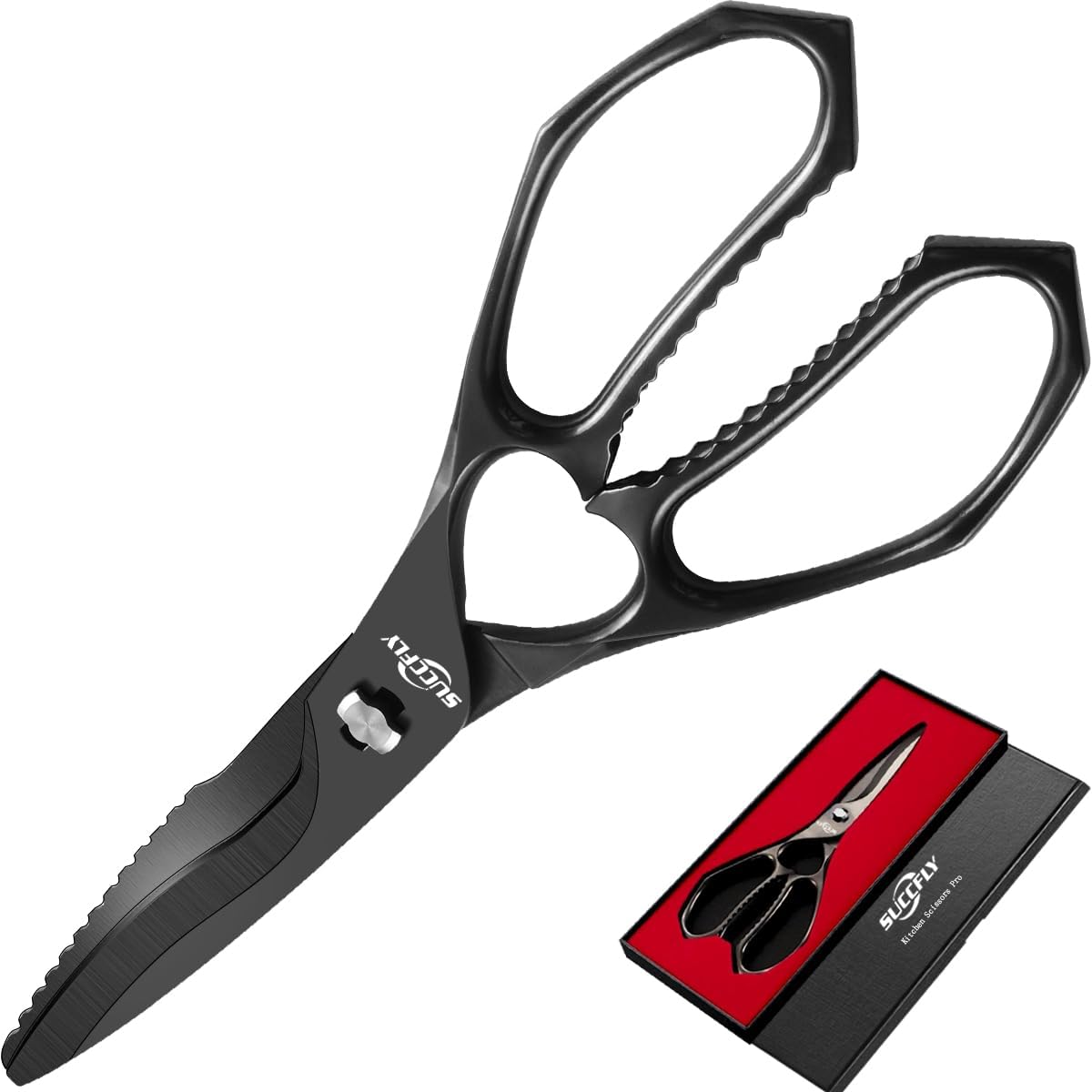 Kitchen Scissors for Food，Premium Kitchen Shears Heavy Duty，8.8″Ultra Sharp Meat Scissors Detachable Blade，All Steel Poultry Shears Black Titanium Plated，Anti-Slip Cooking Scissor All Purpose
