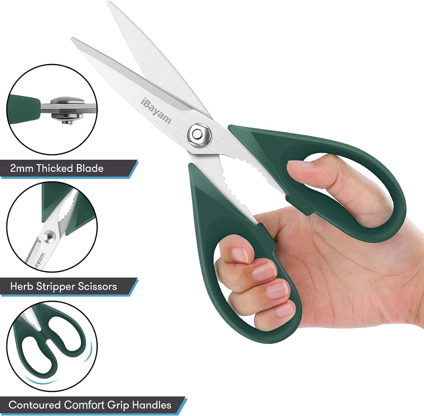 Gifts for Dad from Daughter Son, BEST DAD Tool Shears, iBayam Kitchen Scissors All Purpose Heavy Duty Meat Scissors Poultry Shears, Dishwasher Safe Stainless Steel Utility Scissor