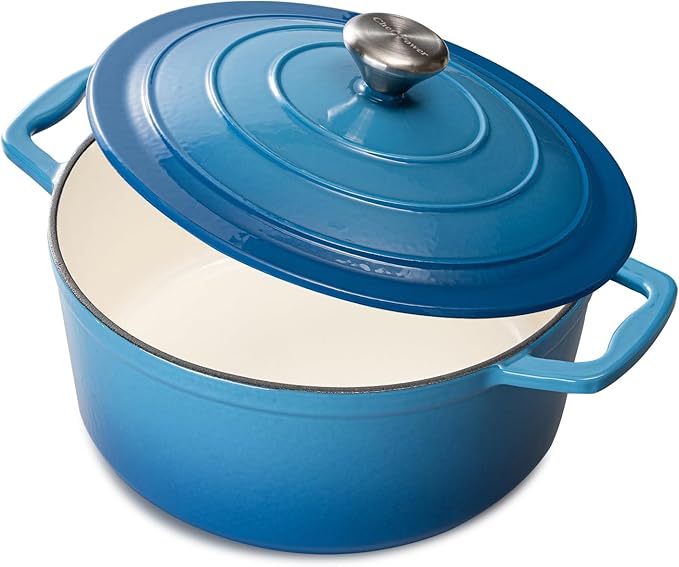 Chef Power Dutch Oven Pot with Lid 5QT, Enameled Cast Iron Dutch Oven for Bread Baking, Braising, Stews, Roasting, Oven Safe Dutch Ovens, Gradient Blue