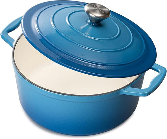 Chef Power Dutch Oven Pot with Lid 5QT, Enameled Cast Iron Dutch Oven for Bread Baking, Braising, Stews, Roasting, Oven Safe Dutch Ovens, Gradient Blue