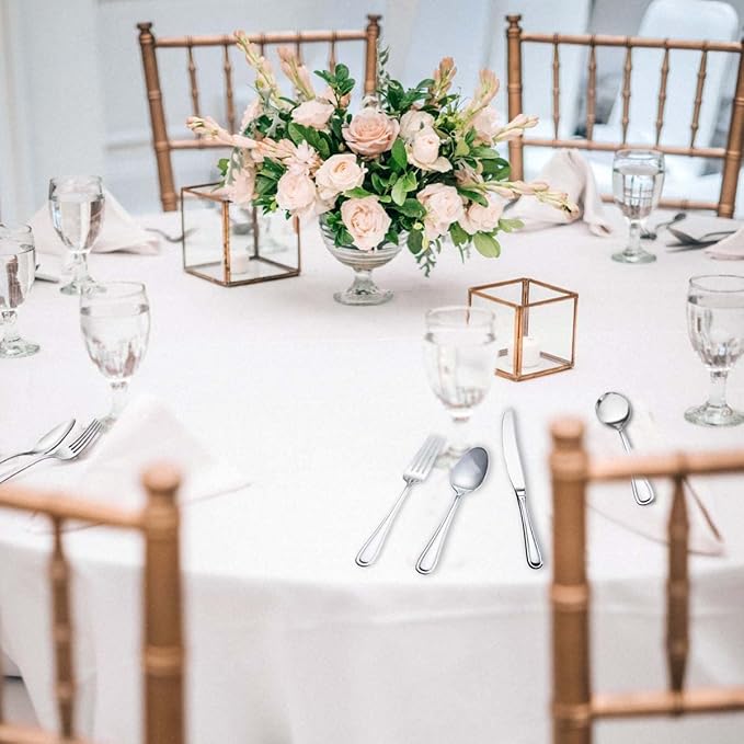 faderic Silverware set, Stainless Steel Flatware Cutlery Set 24 Pieces Set for 4, Knives，Fork And Spoons Set，Silver