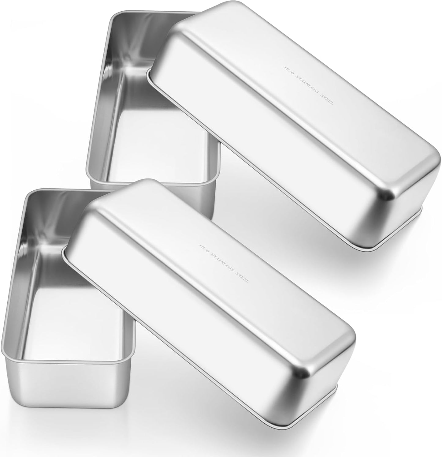 E-far Loaf Pan for Homemade Bread-4 Pack, 12” x 5” Large Stainless Steel Loaf Pans, Long Metal Bread Baking Mold for Banana Cake Meatloaf Sourdough Lasagna, Nontoxic & Dishwasher Safe