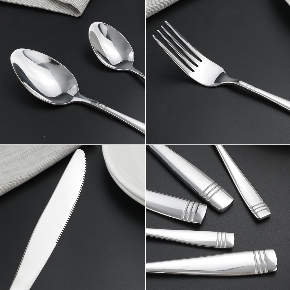 Obstnny 30 Pieces Stainless Steel Silverware Service for 6, Dinner Table Flatware Cutlery Set