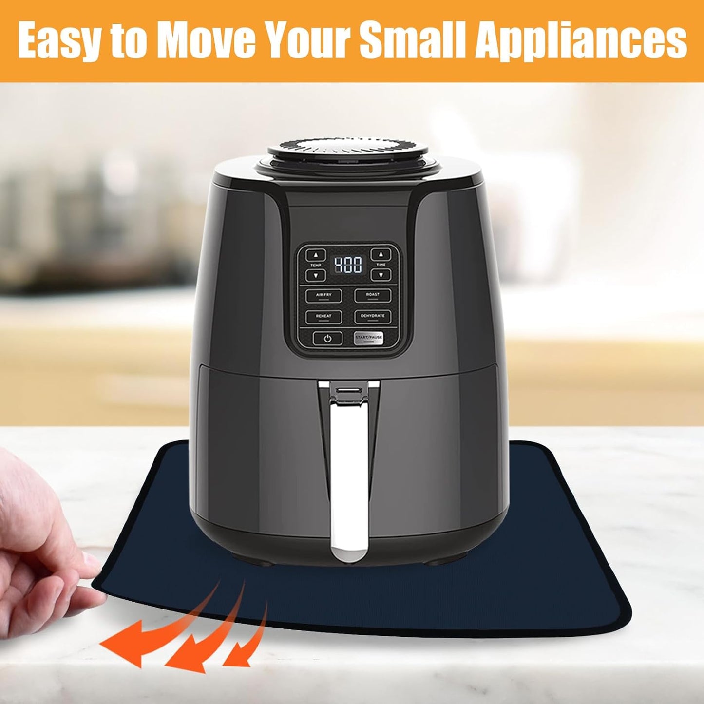 Heat Resistant Mat for Air Fryer, 16 x 24in Heat Resistant Mat for Countertop, Fireproof Silicone Countertop Protector Appliance Slider Mat for Air Fryer, Coffee Maker, Toaster, Oven - Blue