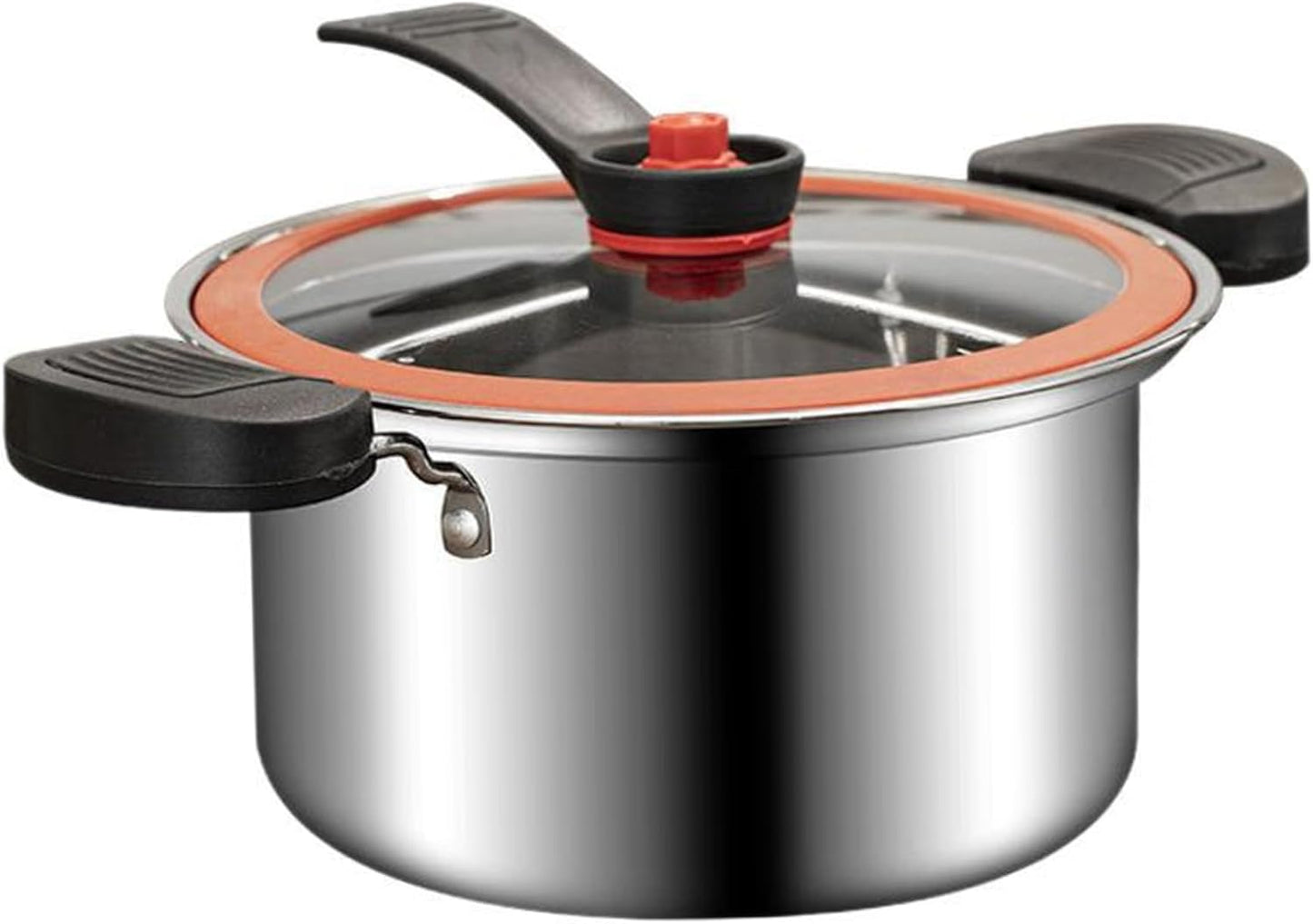 3.5L Stainless Steel Mini Pressure Cooker with Locking Handles & Glass Lid, Non‑Stick Micro Stock Pot for Gas, Induction & Electric Stove, Stew & Soup Maker.