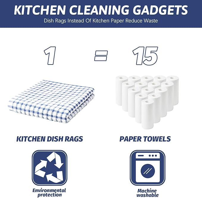 Nialnant 8 Pack Kitchen Towels, Dish Towels for Kitchen, 100% Cotton Dish Cloths for Washing Dishes, Quick Drying Reusable Cleaning Rag - 25 x 16 in