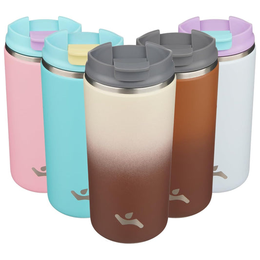 Tumbler with Lid, 12 oz Travel Coffee Mug Double Wall Vacuum Stainless Steel Thermal Metal Cup Insulated Water Bottle,Latte