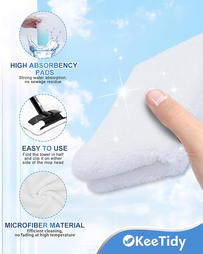 8 Pack Steam Cleaner Attachments Washable Microfiber Cloths Compatible with Dupray Neat Plus Steam Cleaners Accessories Steamer Cleaning Mop Pads, Large Rectangle Cloth