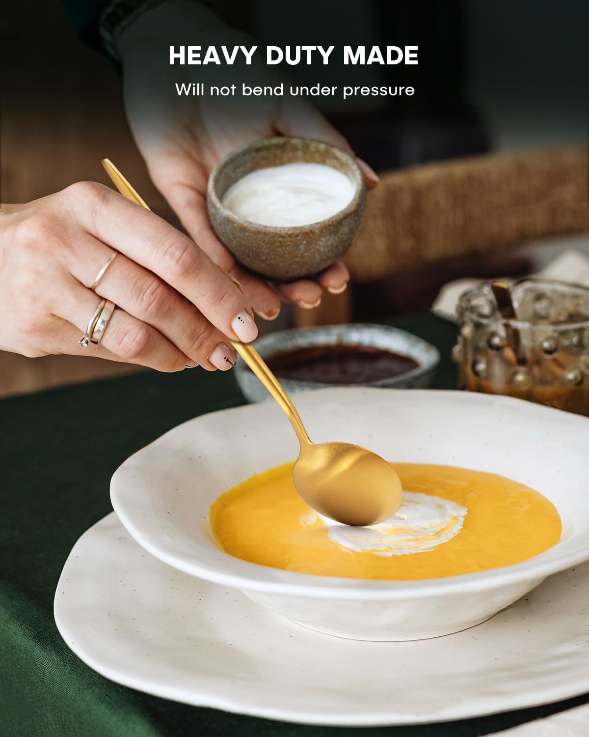 EUIRIO 40-Piece Matte Gold Silverware Set, Modern Flatware Set for 8, Premium Stainless Steel Cutlery Set with Forks Spoons and Knives, Heavy Duty Kitchen Utensils Set, Heavy Duty Dishwasher Safe