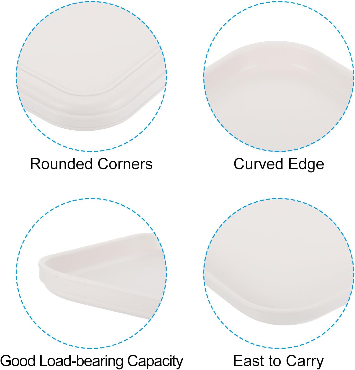 PATIKIL 9x7 Fast Food Tray, 2 Pack PP Plastic Reusable Multi-Purpose Non-Slip Rectangle Serving Tray for Cafeteria Restaurant Home Kitchen, White