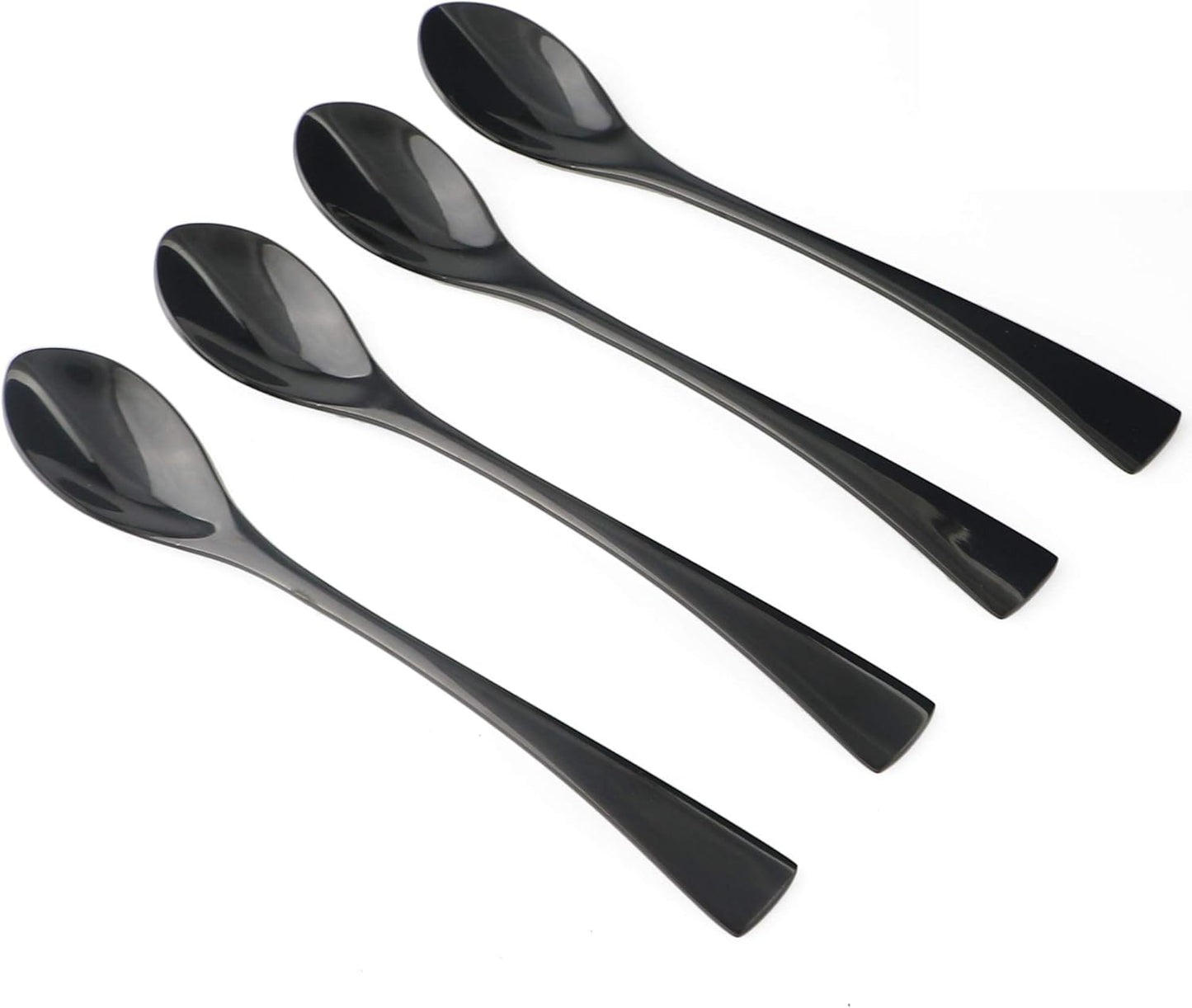 4-Pieces 18/10 Stainless Steel Long Handle Mixing Spoon, Stirring for Ice Tea Coffee, Mirror Polishing Black