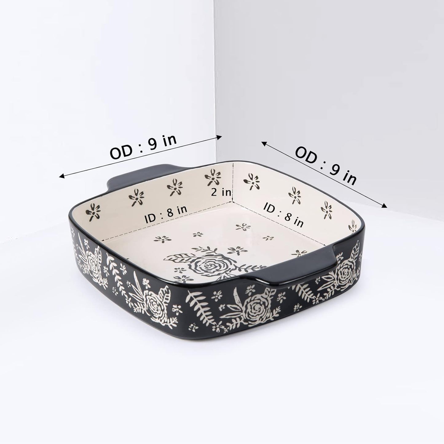 Wisenvoy Baking Dish Ceramic Brownie Pan 9x9 Baking Pan Casserole Dish Lasagna Pan Square Rose Bakeware Sets