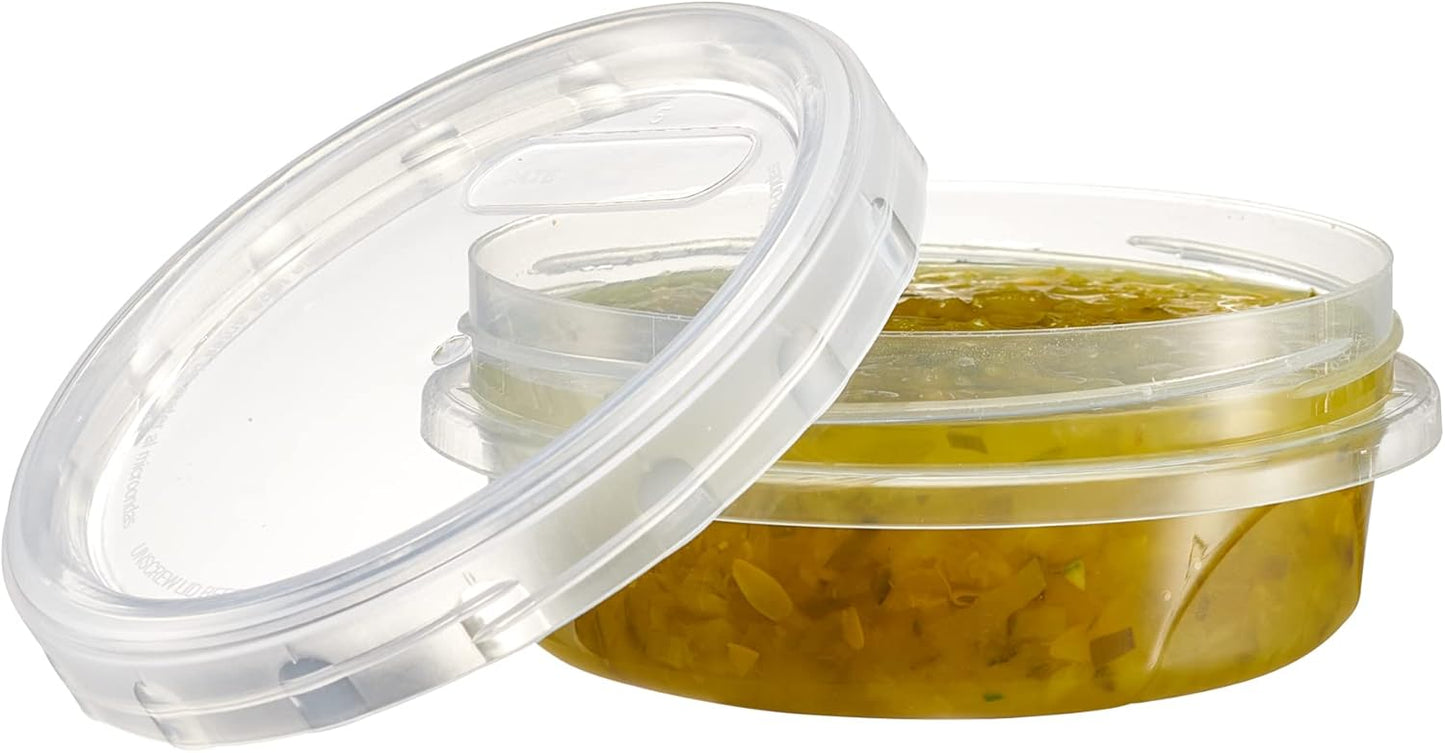 PLASTICPRO 12 Pack Twist Cap Food Storage Containers with Clear Screw on Lid- 8 oz Reusable Meal Prep Containers - Freezer and Microwave Safe Clear Plastic Food Storage