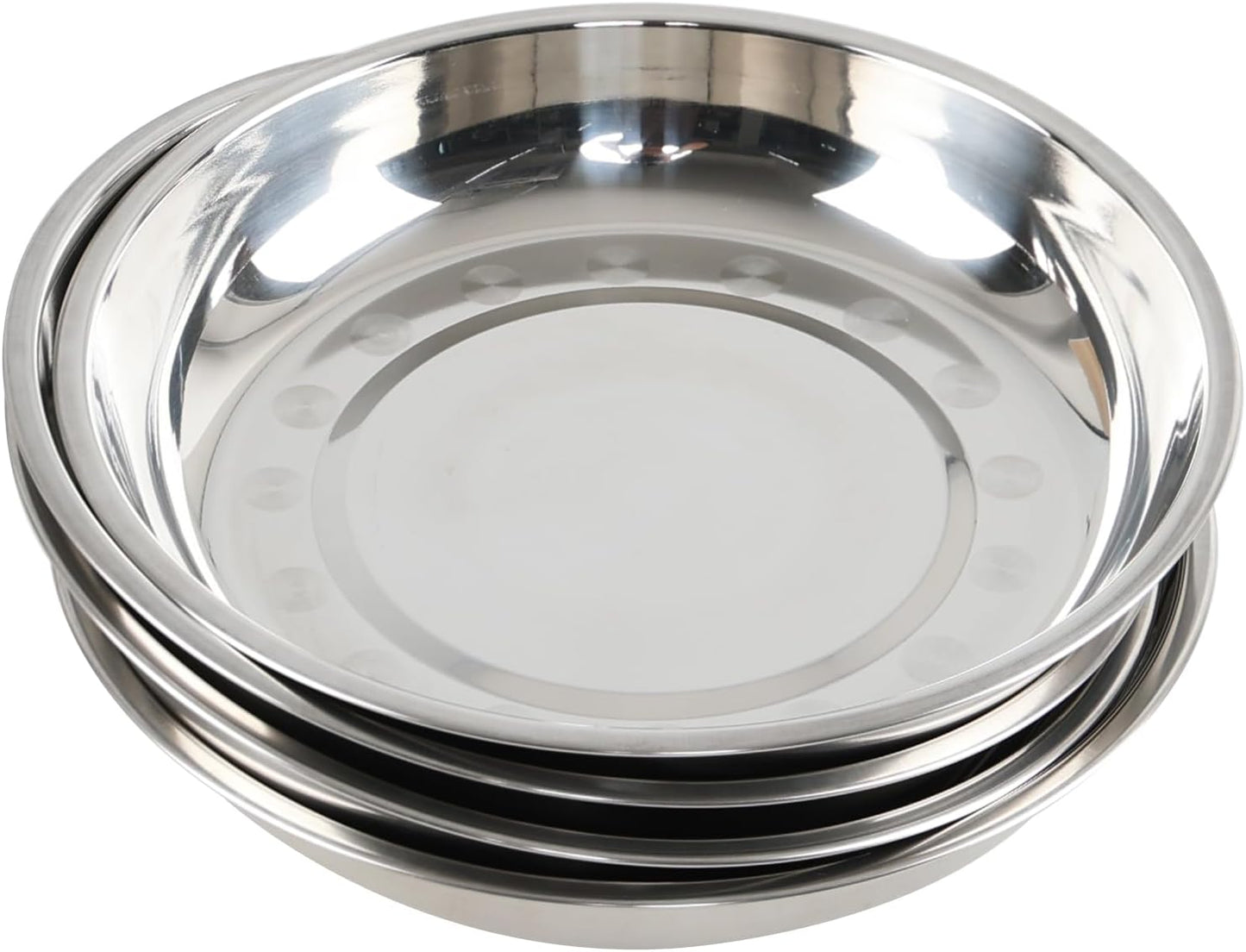 4-Piece Stainless Steel Round Plates, Dinner Plate Dish, 10-Inch