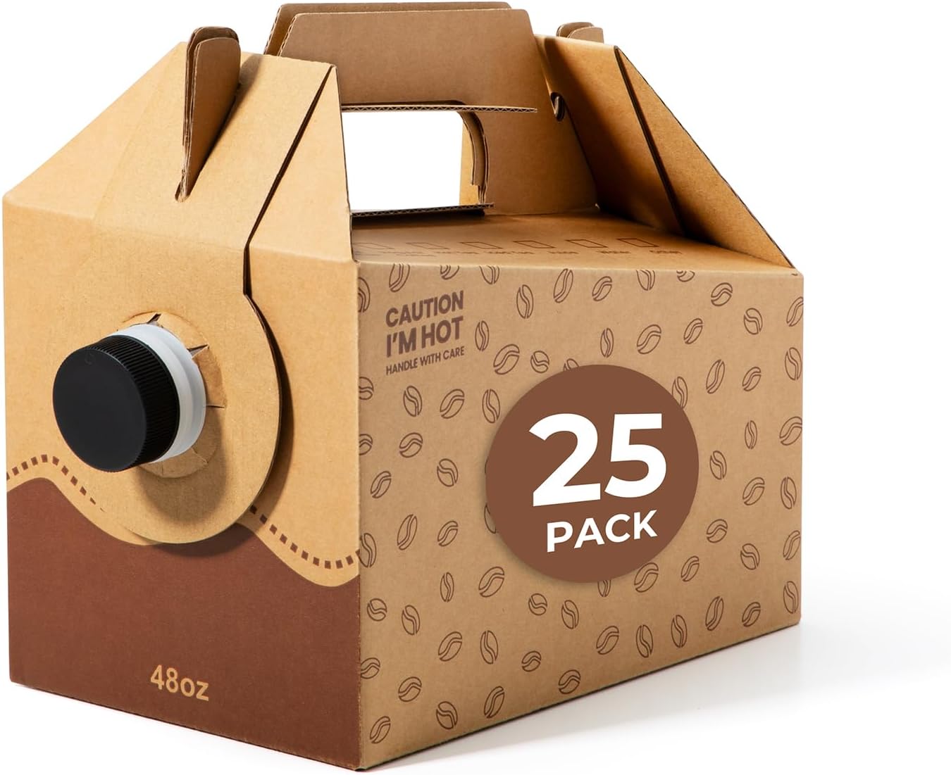 Fit Meal Prep 25 Pack 48 oz Disposable Coffee Dispensers with Handle, Insulated to Go Storage Containers, Portable Coffee Box Cold Hot Drink Dispenser Bulk for Party, Catering, Office, Take Out