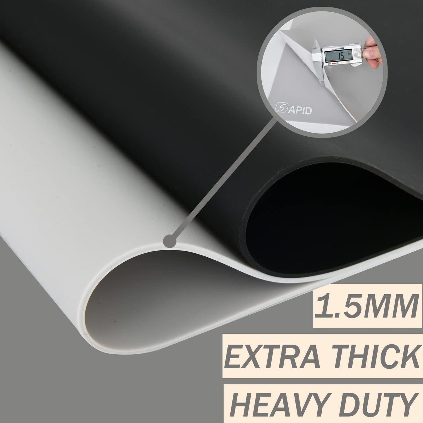 1.5MM Extra Thick Placemats Extra Large Silicone Mat 28" x 20" Heat Resistant Mat for Kitchen Countertop Protector, Washable Place Mats Silicone Mats for Kitchen Counter Mat Table Mat, Grey, Sapid