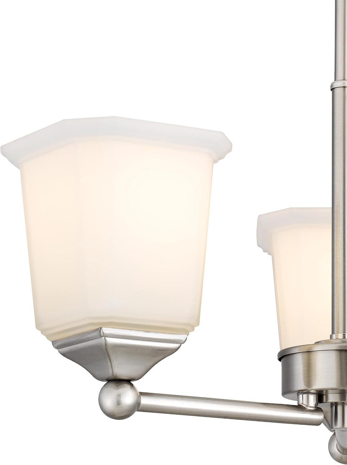 Nox 3-Light Chandelier Pendant Ceiling Light Brushed Nickle White Glass Shade Adjustable Height for Hallway, Entryway, Passway, Dining, Bedroom, Kitchen, Balcony Living Room