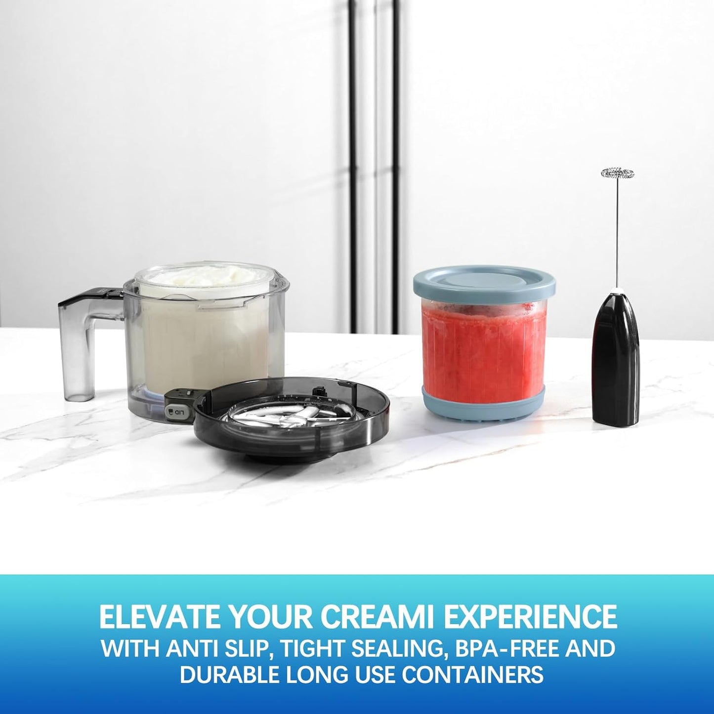 for Ninja Creami Containers, Compatible with NC299AMZ & NC300s Series Creami Ice Cream Makers, 16OZ Creami and Lids 4 Pack, Extra Cups Replacement for Ninja Creamy Pints, Airtight Dishwasher Safe