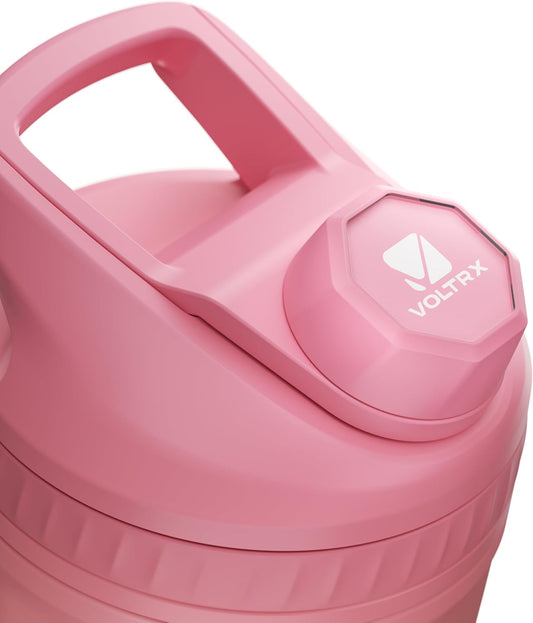VOLTRX ChillMix Shaker Bottle Insulated Stainless Steel - USB C Rechargeable Electric Protein Shake Mixer, Shaker Cups for Protein Shakes and Meal Replacement, Sunset Rose, 16 oz