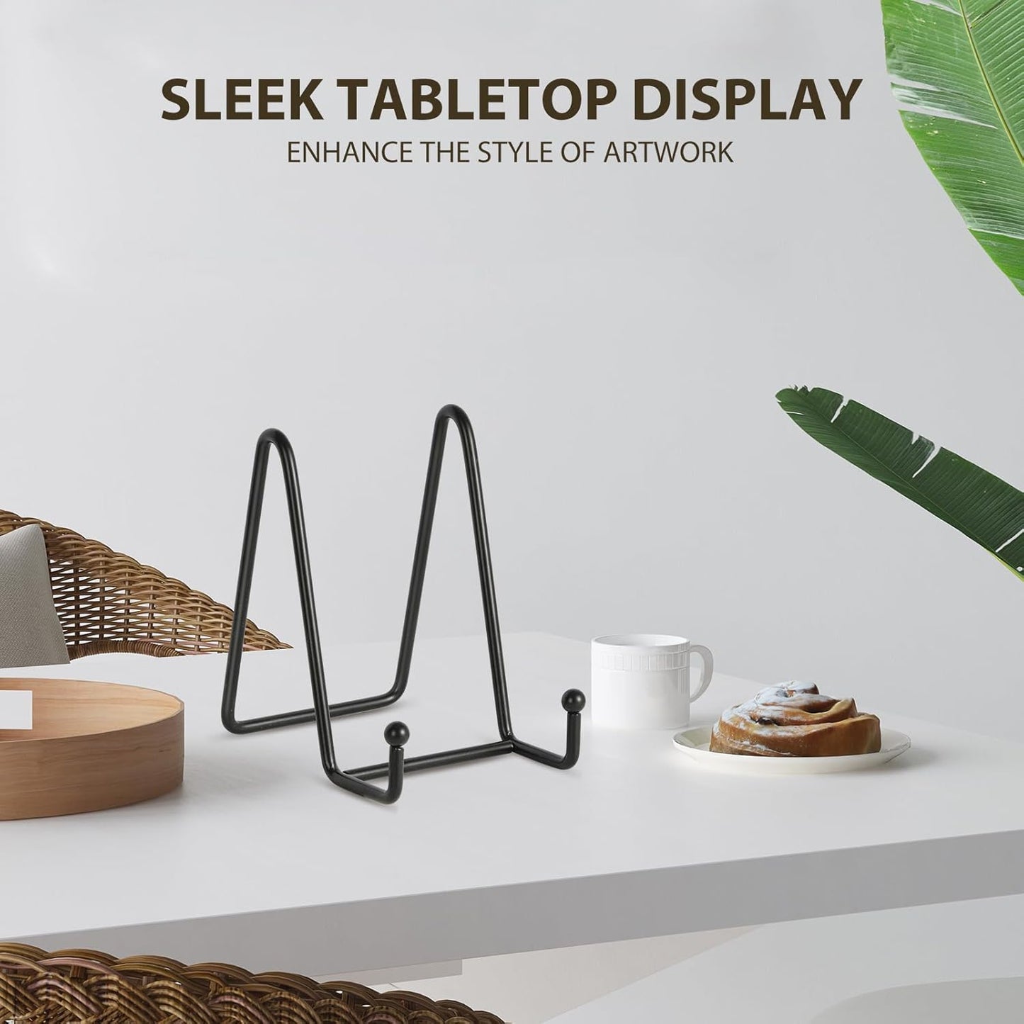 LIONWEI LIONWELI Plate Display Stand Easel Holders - 4.5" Tabletop Metal Stands for Decorative Plates, Photos & Picture Frames - Black, 2-Pack