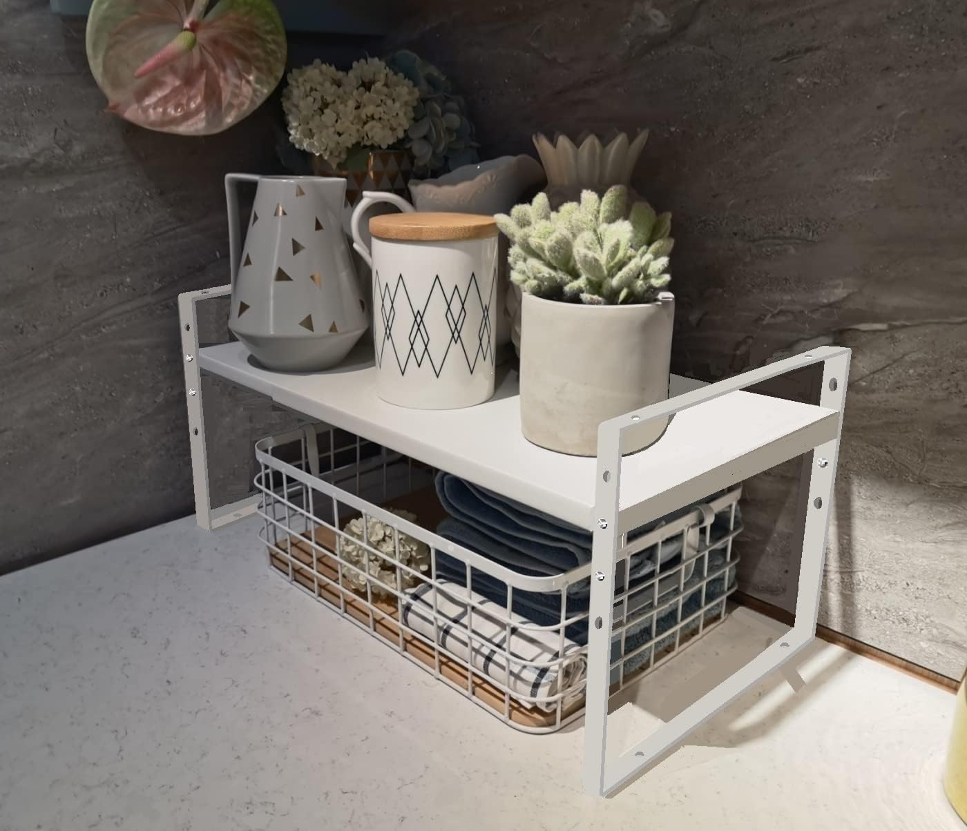 Expandable Stackable Spice Rack Cabinet Shelf Organizer in Cabinets Shelves Kitchen Cupboard Organization Stack up Racks Pantry Countertop Storage Large/White 3 Packs