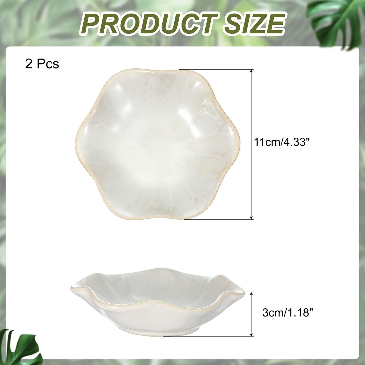 uxcell 2Pcs Ceramics Jewelry Plate, Lotus Leaf Shape Key Holder Bowl for Entryway Table Decor Small Ring Tray Dish Gift for Women Girlfriend, White