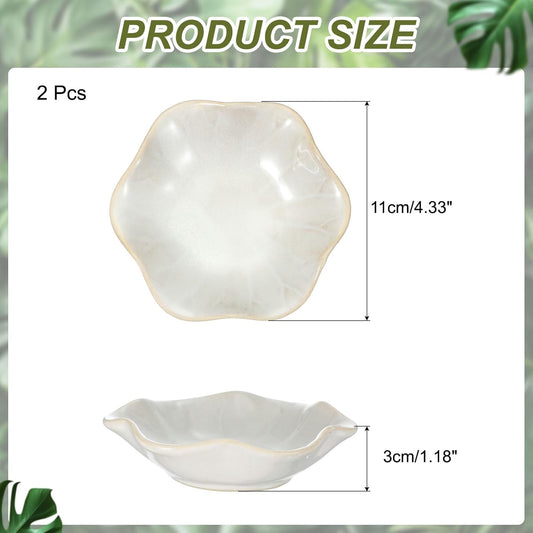 uxcell 2Pcs Ceramics Jewelry Plate, Lotus Leaf Shape Key Holder Bowl for Entryway Table Decor Small Ring Tray Dish Gift for Women Girlfriend, White