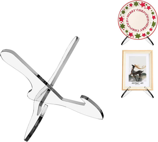 Boloyo "X Shape Acrylic Plate Display Stand, 3.5 Inch 1PC Clear Acrylic Bowl Plate Platter Dish China Porcelain Display Holder Easel Base for Home Kitchen School Art Display