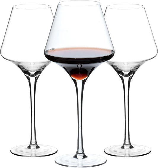 BACLIFE Italian Red Wine Glasses, Set of 3, 17.5 oz Clear