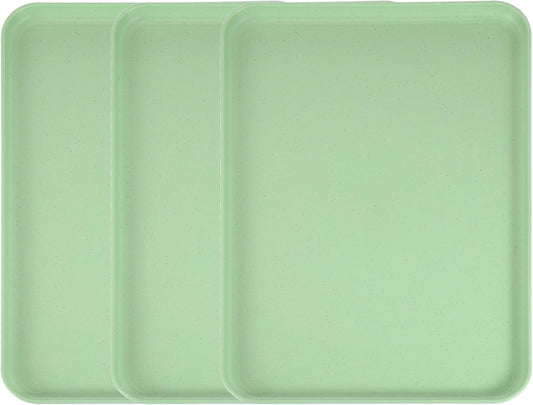 uxcell 3Pcs Plastic Serving Trays, 15 x 10.6 Inch Rectangle Food Trays Serving Cafeteria for Kitchen Restaurant Coffee Fruit Burger Lunch Dessert, Matcha