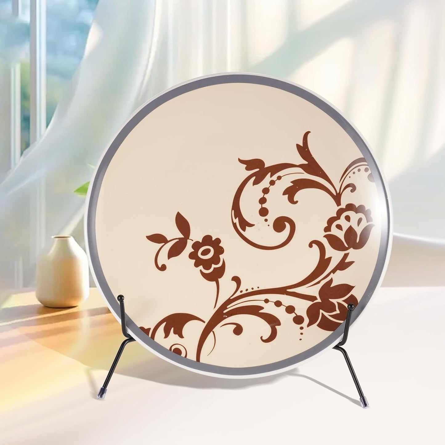 2 Pack Improved Anti-Slip Plate Stands, 10 Inch Black Iron Display Stands for Frames, Pictures, Books, Artworks