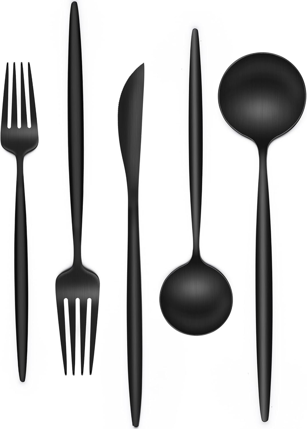 Matte Black Silverware Set 20 Piece, Wildone Stainless Steel Flatware Set Service for 4, Cutlery Utensil Sets for Home Restaurant, Include Knife Fork Spoon Set, Dishwasher Safe