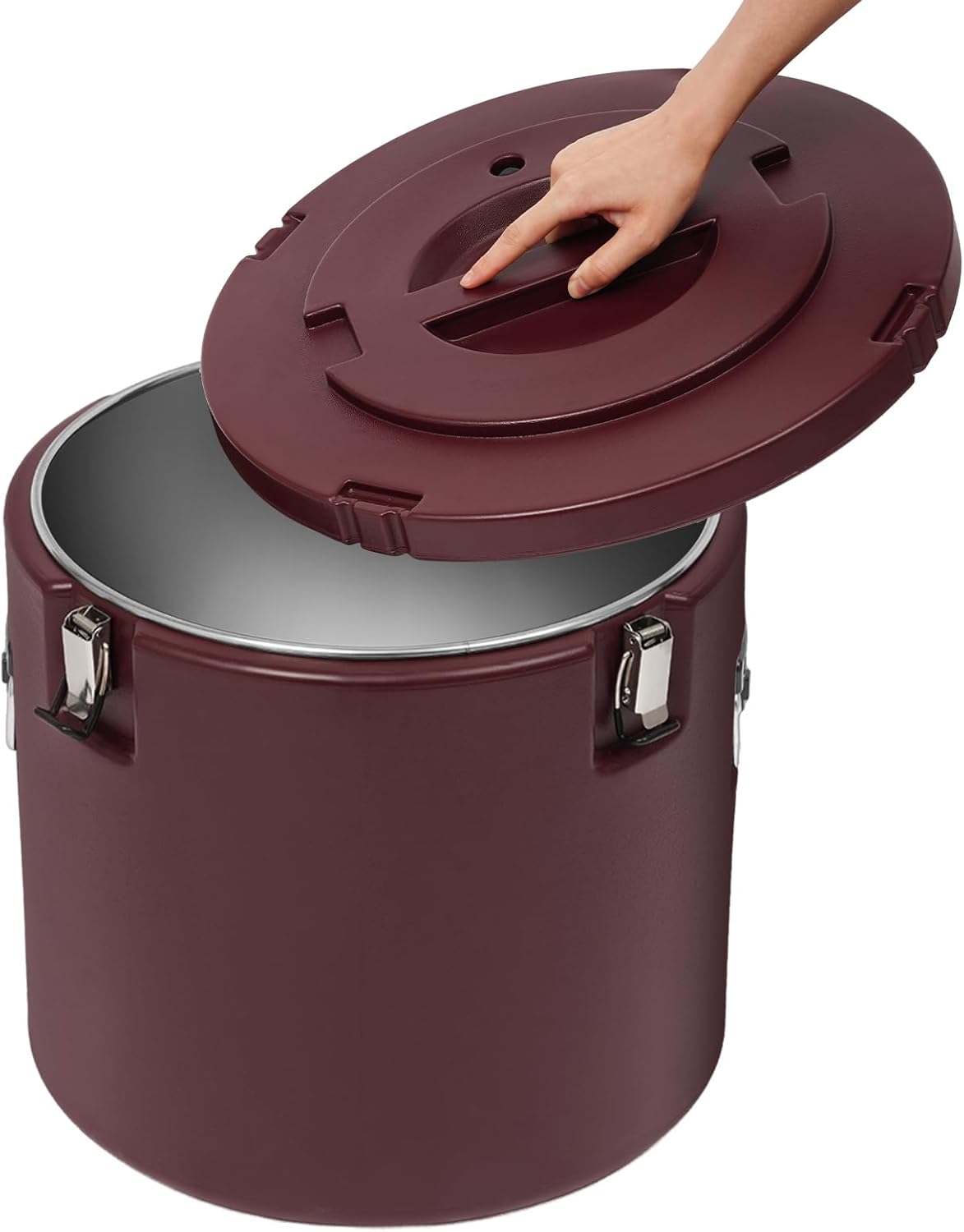 DYNAMI 13.2Gal Insulated Food Container with Handles&Buckles,304 Stainless Steel Portable Commercial Food Warmer Insulated Soup Container Cold Hot Box Insulated Food Carrier for Catering (Brown)