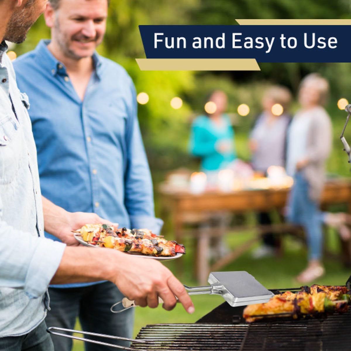 Hot Sandwich Maker Press for Stovetop or Campfire Cooking Equipment - Aluminum Flip Pan Sandwich Toaster with Handles - Panini Maker Great for Kitchen and Camping Cookware by Kings County Tools