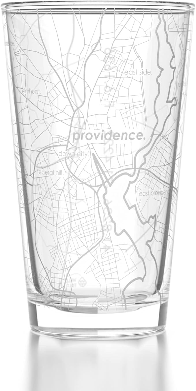 Well Told Engraved Providence Rhode Island Map Pint Glass, Etched Beer Gift (16 oz, Clear) City Map Pint, Custom City Glassware, Gifts For Beer Lovers