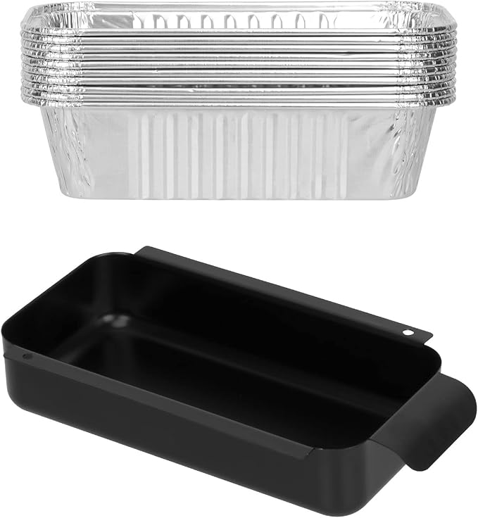 BBQ Future Grill Grease Pan for Charbroil Gas Grill Accessories 9328812P06 G416-0015-W1, Grease Cup Catcher with 10-Pack Aluminum Disposable Oil Drip Pan Replacement Parts