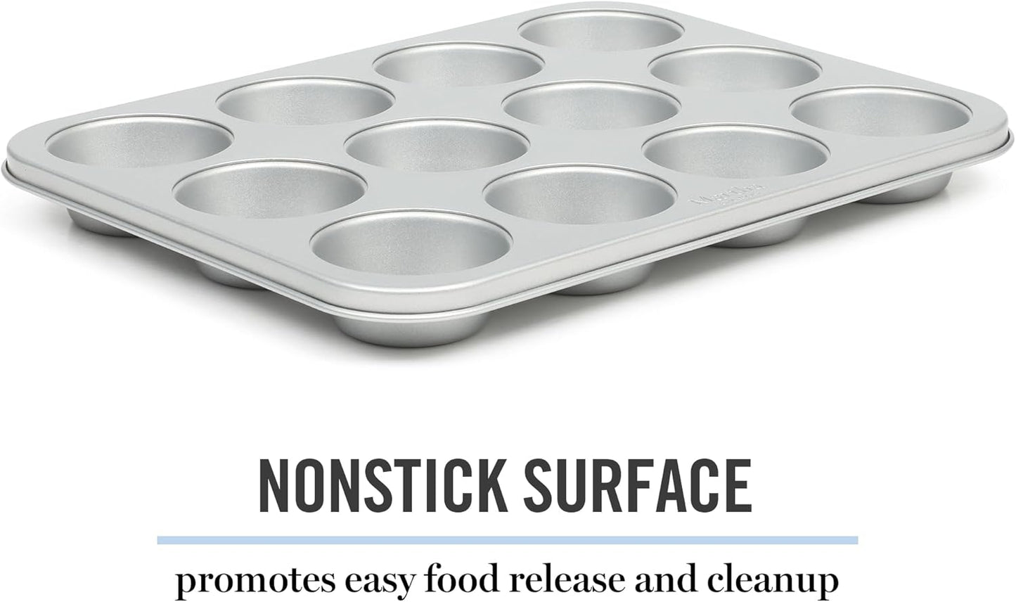 Martha Stewart Gallen 12 Cup Nonstick Carbon Steel Muffin/Cupcake Pan - Silver