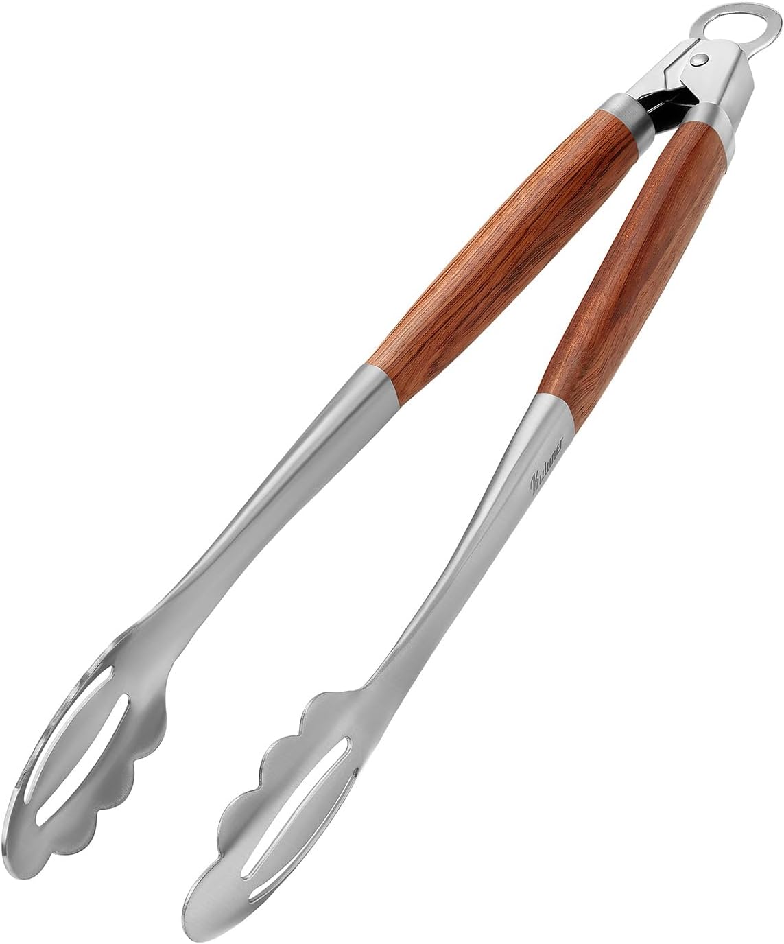 KULUNER Stainless Steel Barbecue Tongs with Solid Wood Handle, Kitchen Metal Locking Design, Extra Long 17.5 Inches 700 Degrees, Suitable for Food Cooking, Salad and Outdoor Grilling(Rosewood)