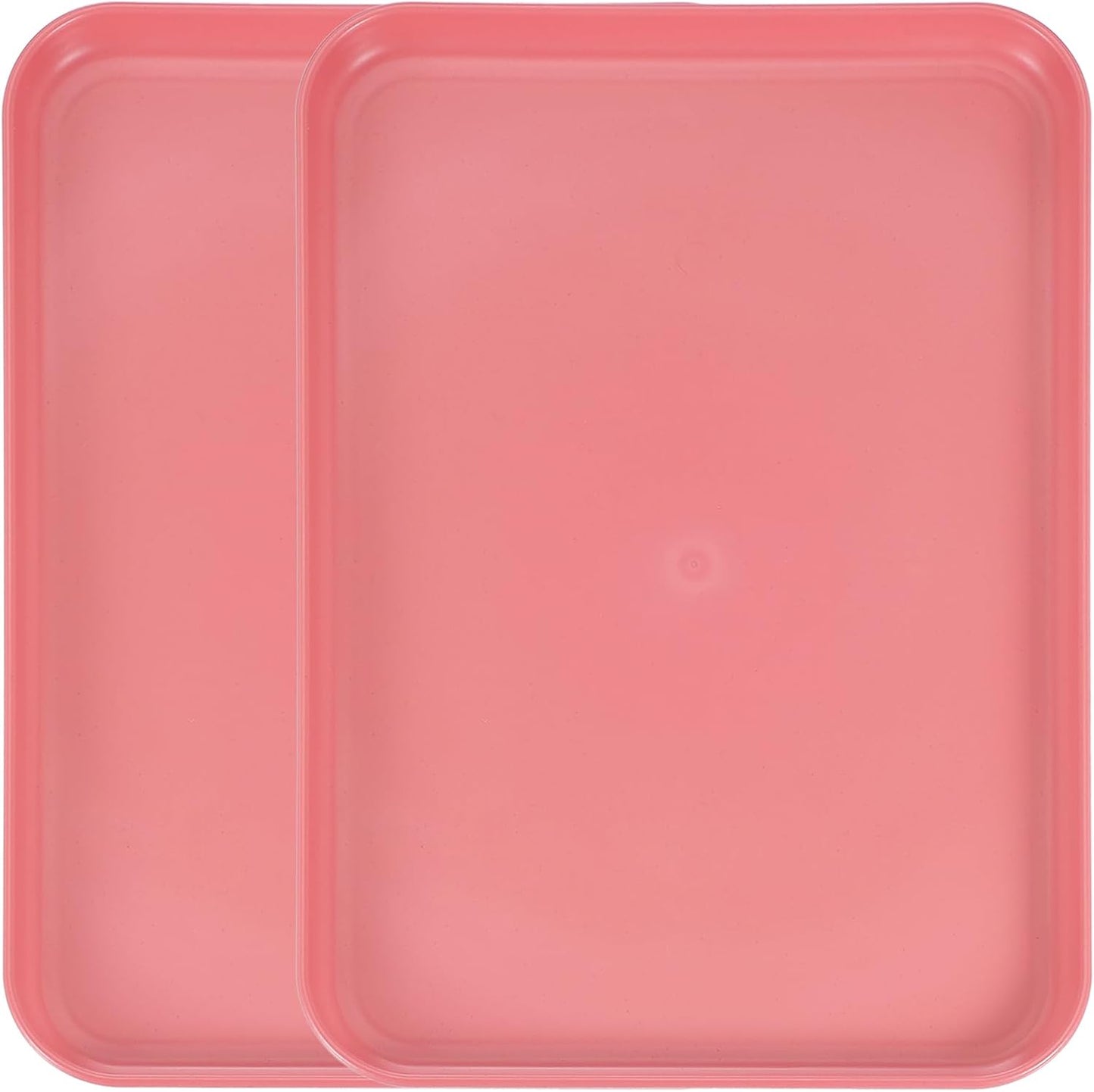 uxcell 2Pcs Plastic Serving Trays, 12.2 x 8.7 Inch Rectangle Food Trays Serving Cafeteria for Kitchen Restaurant Coffee Fruit Burger Lunch Dessert, Red