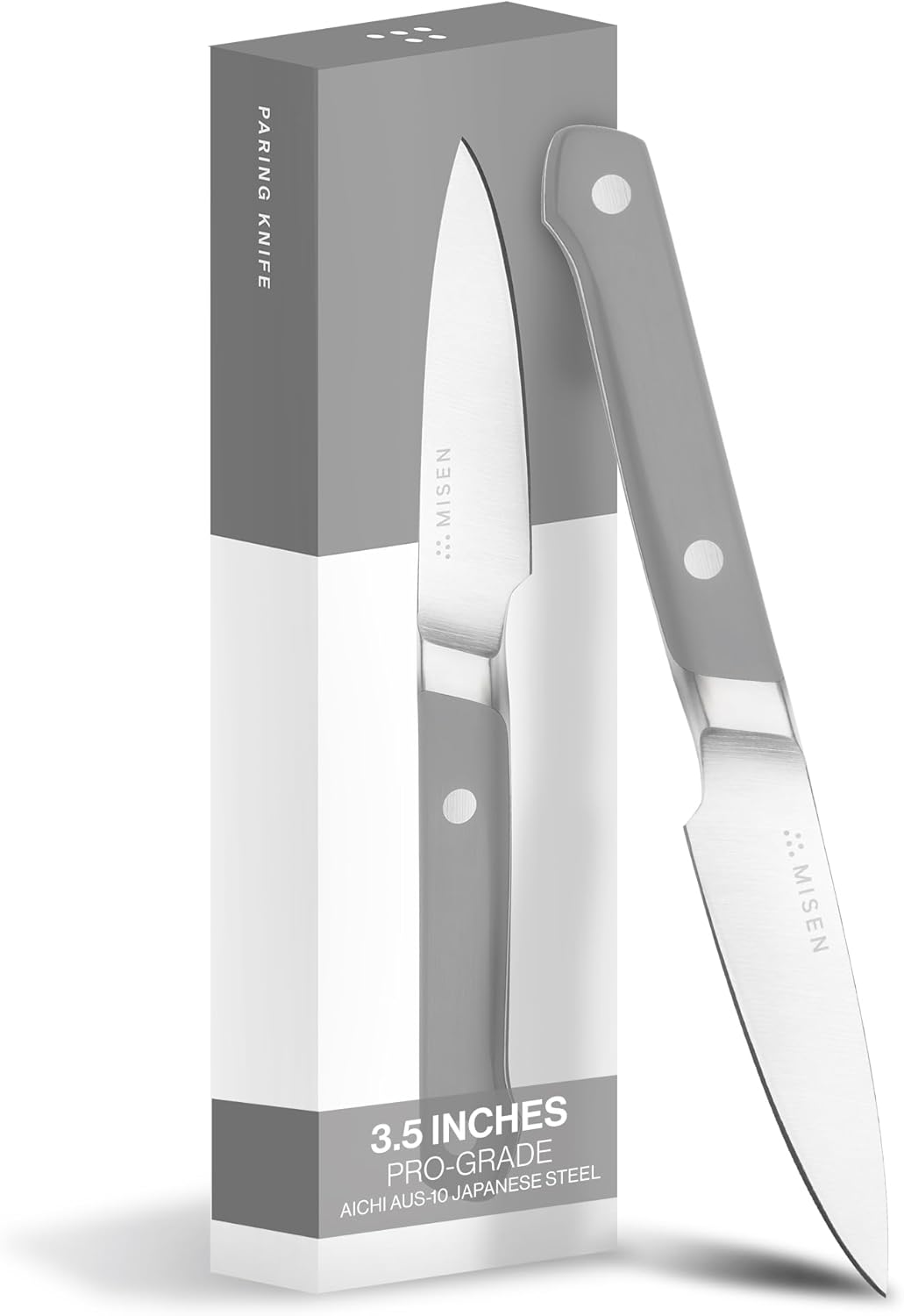 Misen 3.5" Paring Knife – Precision Kitchen Knife - High-Carbon Stainless Steel Blade – Ergonomic Handle for Peeling, Trimming, and Slicing – Lightweight, Versatile Tool for All Culinary Tasks - Gray