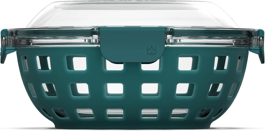 Ello Duraglass Meal Prep Lunch Bowl Container, 5 cup- Glass Food Storage Container with Silicone Sleeve and Airtight BPA-Free Plastic Lid, Dishwasher, Microwave, and Freezer Safe
